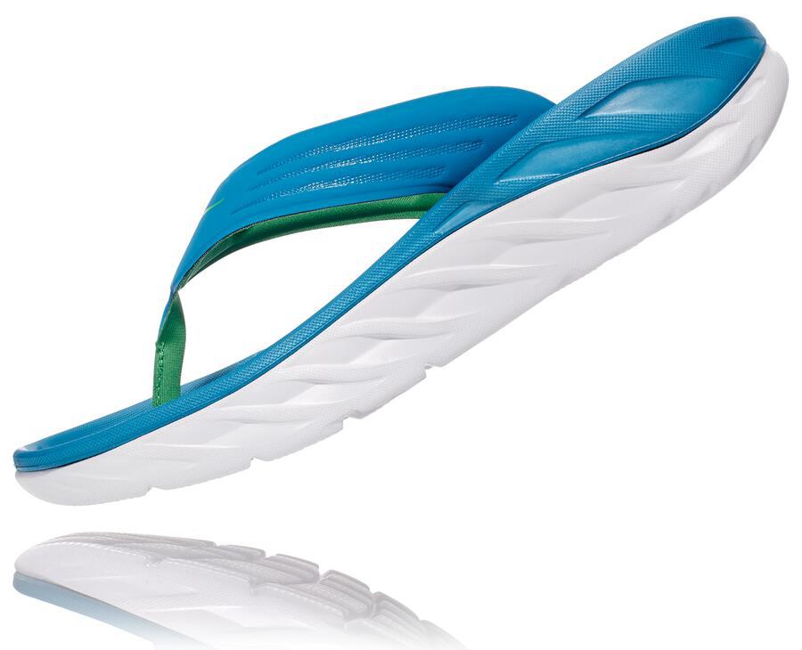 Hoka One One Sandale Panske Modre/Biele - ORA Recovery Flip - 25869-CETP